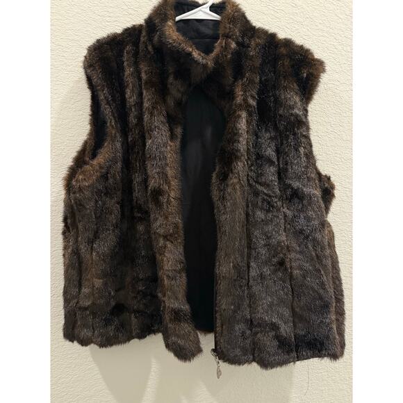 Isabella’s Journey Brown Faux Fur Sleeveless Vest XL Expresso Brown Zipper - Picture 6 of 6